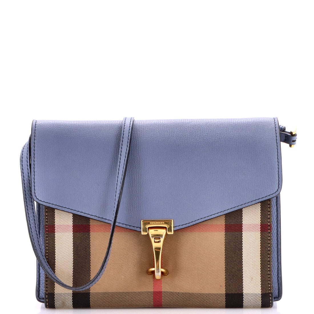 Macken Crossbody Bag Leather Small House Check Canvas Burberry: Macken Crossbody Bag Leather Small House Check Canvas Burberry The Burberry Macken Crossbody Bag features a striking blue leather exterior with a canvas house check design, combining classic and