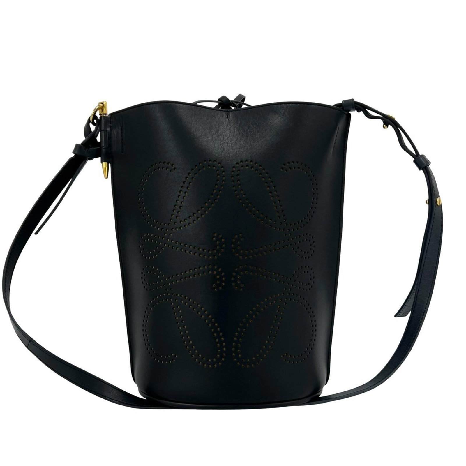 Shoulder Bag Leather: Shoulder Bag Leather Black leather shoulder bag from Loewe, measuring 28cm x 26cm x 13.5cm. This sleek and stylish bag features a classic design with clean lines and a timeless silhouette. Item Specif