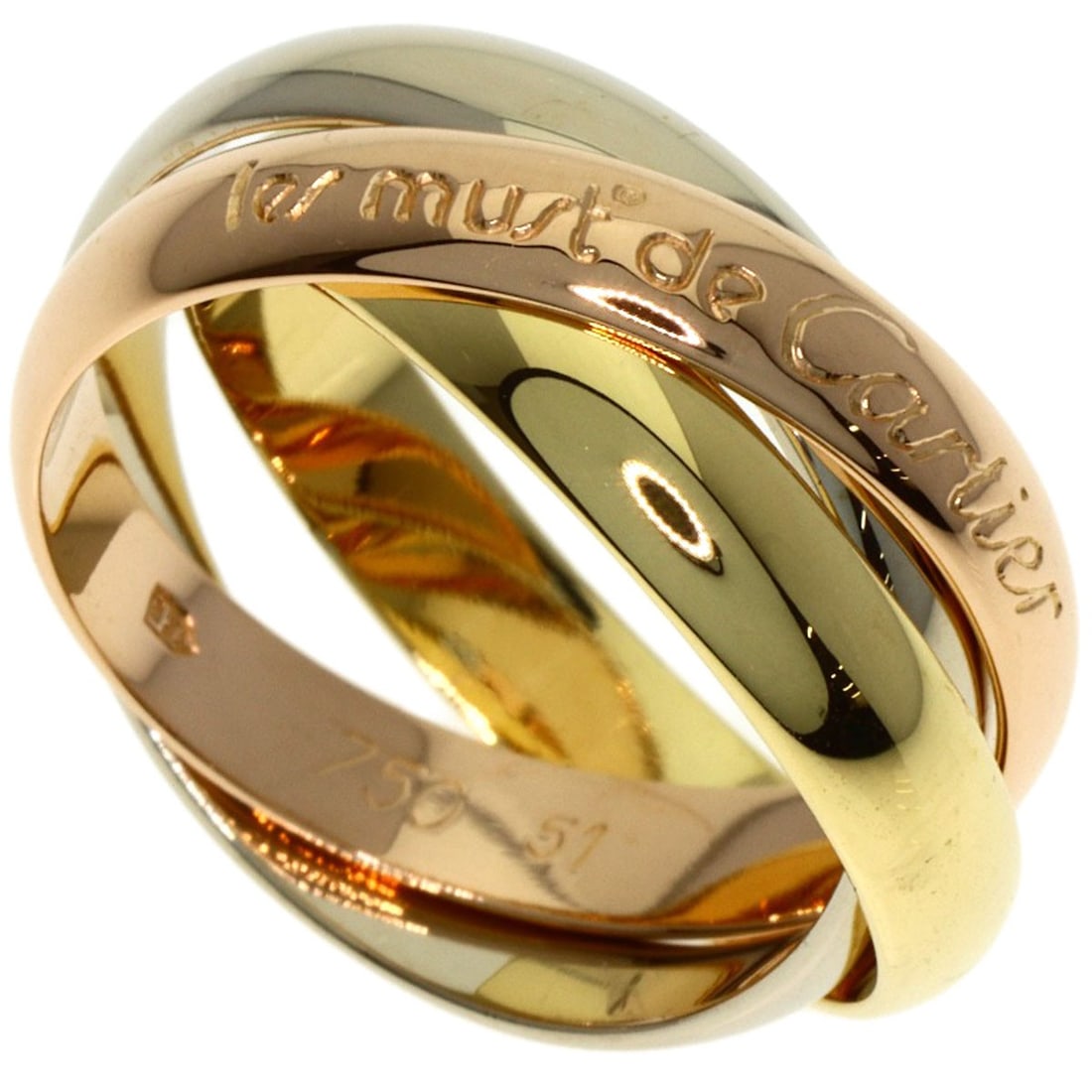 Cartier Trinity #51 Ring K18 Yellow Gold K18 White Gold: Cartier Trinity #51 Ring K18 Yellow Gold K18 White Gold K18 Yellow Gold and White Gold Cartier Trinity Ring, size 5.75, features a unique combination of two precious metals, showcasing the brand's
