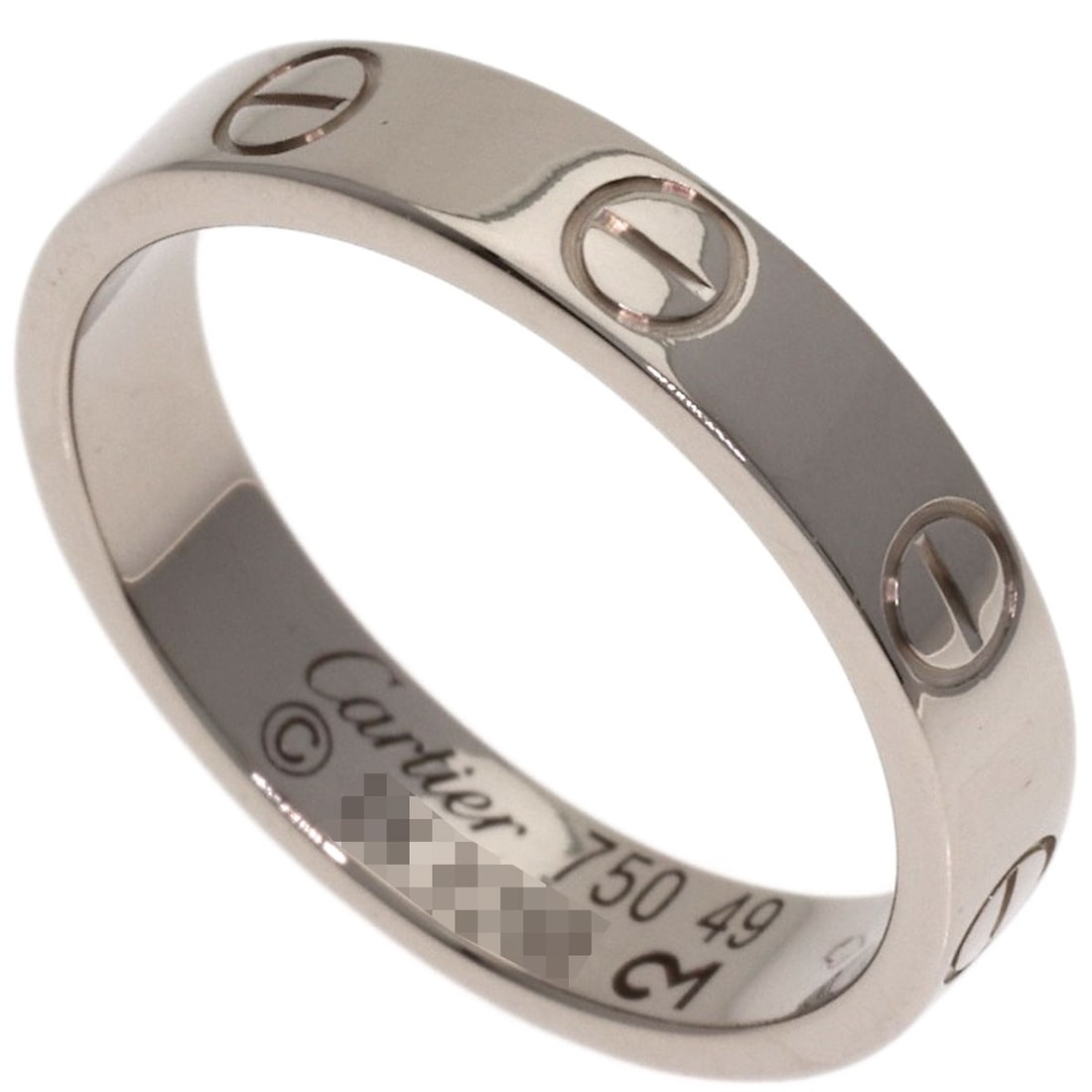 Love Ring K18 Gold White Cartier Mini: Love Ring K18 Gold White Cartier Mini K18 White Cartier Mini Ring in Silver Gold. This elegant ring features K18 gold, a high-purity gold alloy, and is crafted in a classic style. With its simple