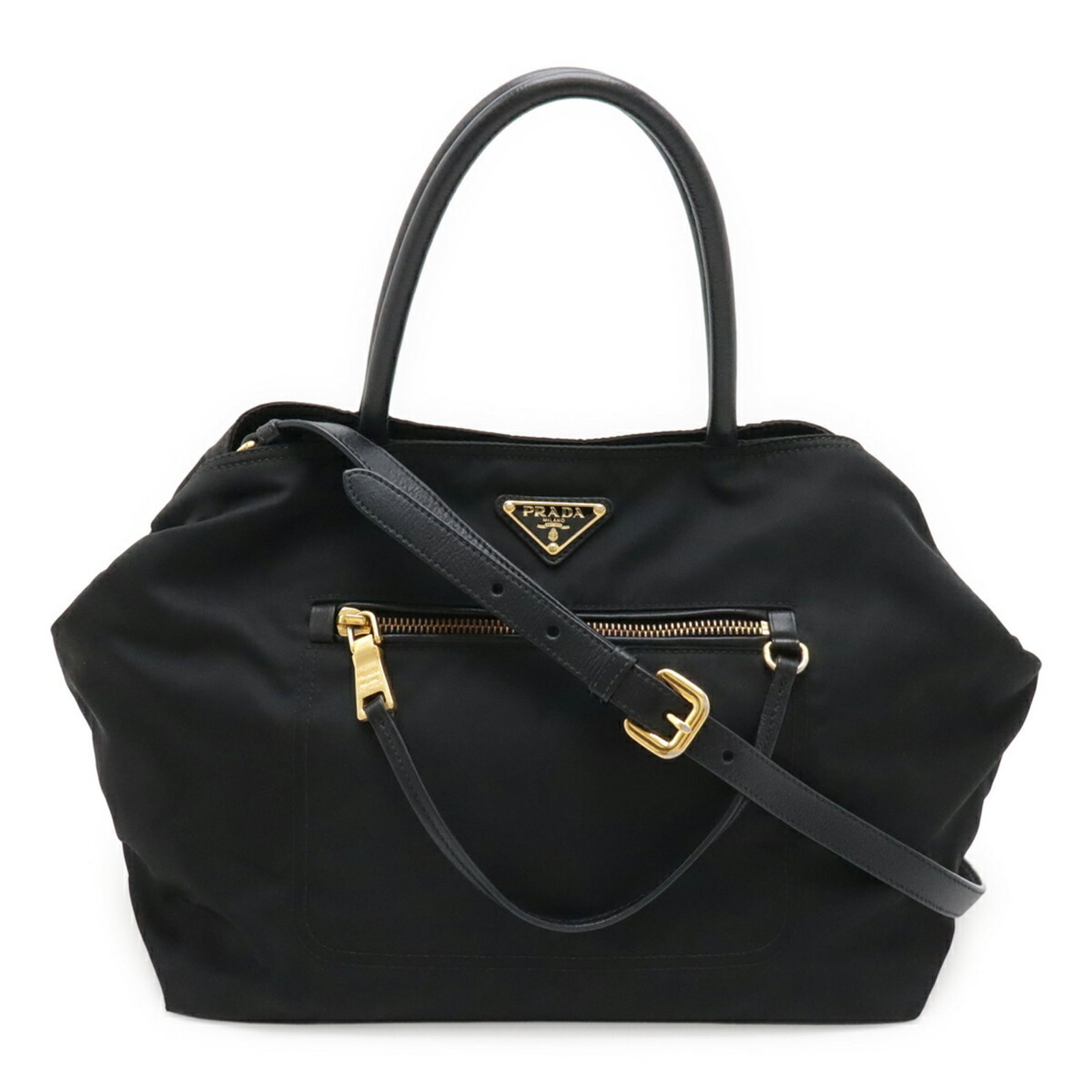 Prada Handbag Shoulder Bag Tote Bag Nylon Leather: Prada Handbag Shoulder Bag Tote Bag Nylon Leather Prada's nylon and leather shoulder bag is a sleek and versatile tote, measuring 21.5cm x 27.5cm x 17cm. Made from a combination of durable nylon and