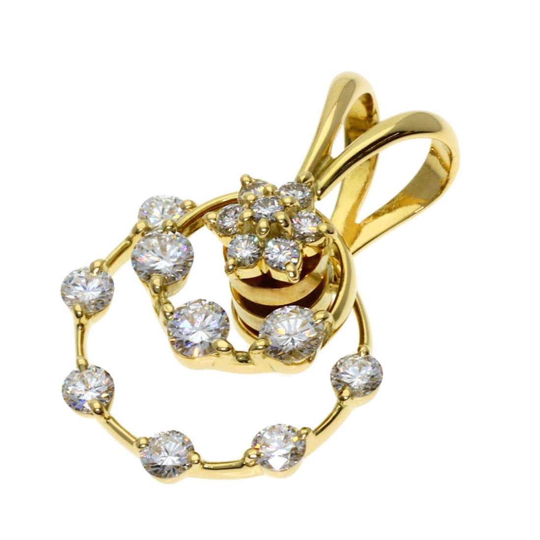 Diamond Pendant Circle Swing Top Yellow Gold K18 Waltham: Diamond Pendant Circle Swing Top Yellow Gold K18 Waltham K18 Yellow Gold Diamond Pendant Circle Swing Top is a stunning piece featuring a diamond set in a yellow gold circle swing top pendant. The pen