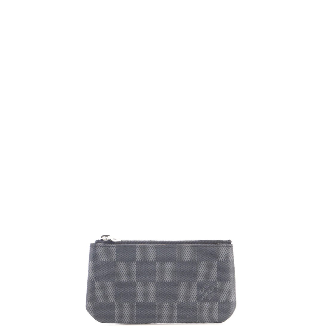 Louis Vuitton Key Pouch Damier Graphite: Louis Vuitton Key Pouch Damier Graphite Black canvas coated exterior with silver hardware, this Louis Vuitton Key Pouch Damier Graphite features a classic design with minor scuffs and discoloration