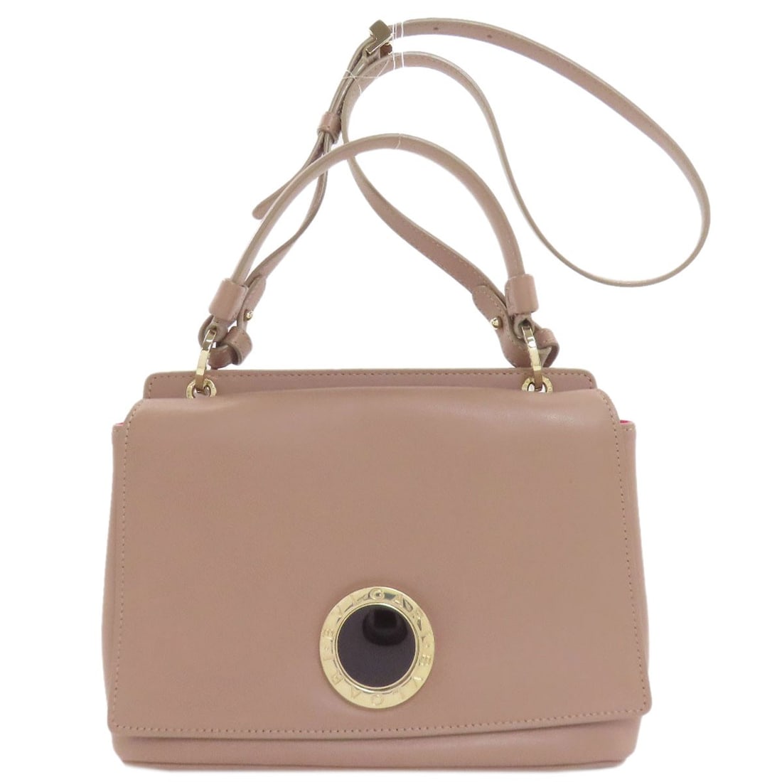 Bvlgari 2Way Handbag Leather: Bvlgari 2Way Handbag Leather Pink Bvlgari 2Way Handbag Leather. This pink leather handbag features a 2Way design, showcasing the brand's signature style. Made from high-quality leather, the exterior o
