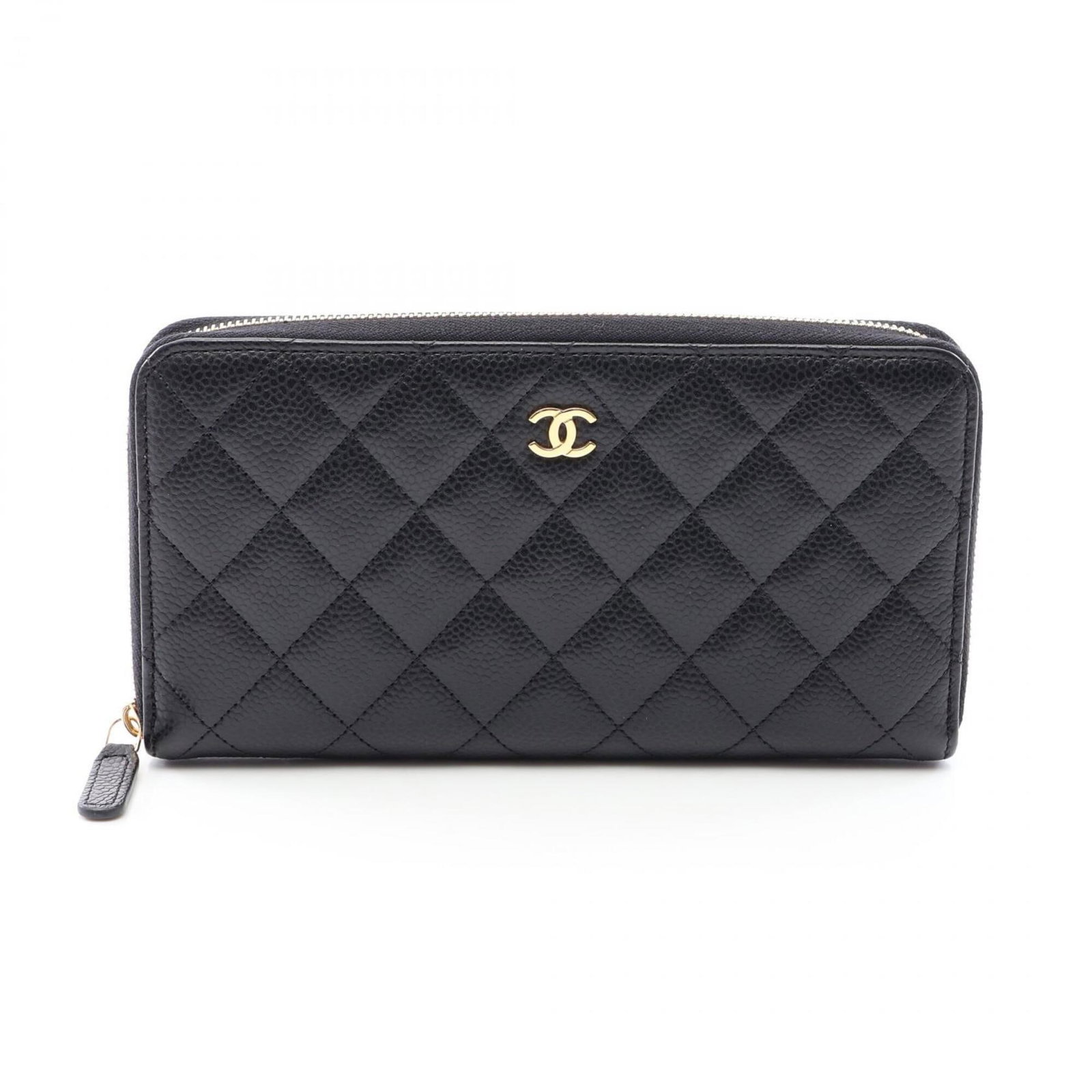 Chanel Long Wallet (Bi-Fold) Grained Calfskin: Chanel Long Wallet (Bi-Fold) Grained Calfskin Black Grained Calfskin Long Wallet with Bi-Fold Design, measuring 10.5cm x 19cm x 2cm, offering a sleek and sophisticated accessory for everyday use.