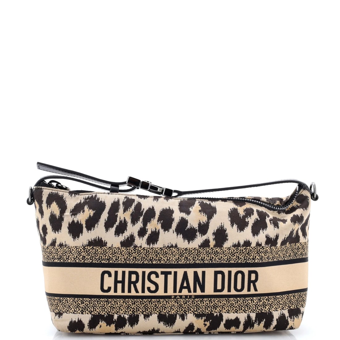 Christian Dior DiorTravel Nomad Pouch Technical Print Medium Fabric: Christian Dior DiorTravel Nomad Pouch Technical Print Medium Fabric The Christian Dior DiorTravel Nomad Pouch Technical Print Medium Fabric features a striking neutral print exterior and a sleek, medi