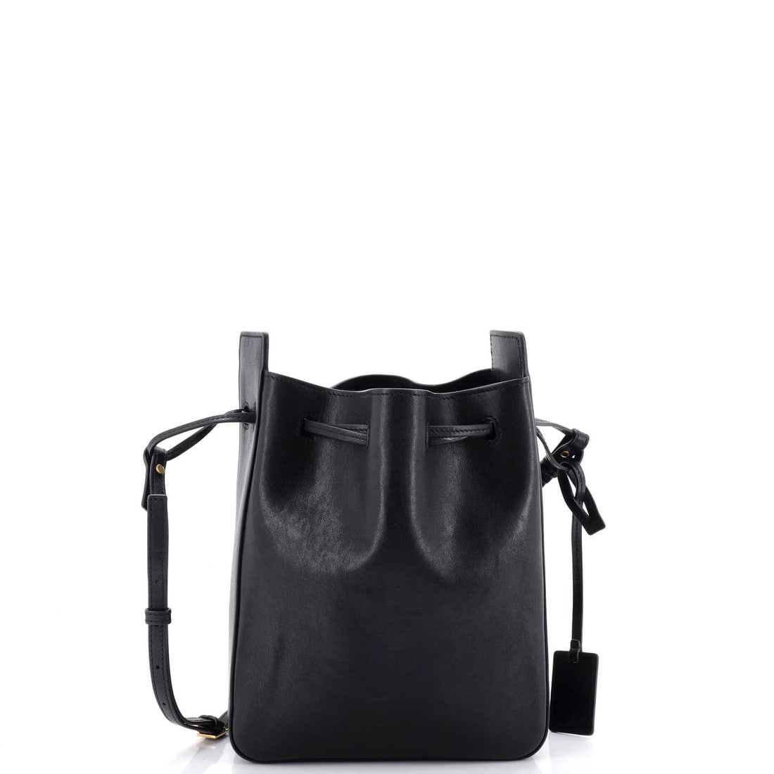 Saint Laurent Leather Small Convertible Bag: Saint Laurent Leather Small Convertible Bag This Saint Laurent Leather Small Convertible Bag boasts a sleek black exterior with minor creases, and a spacious interior with suede lining and aged gold h