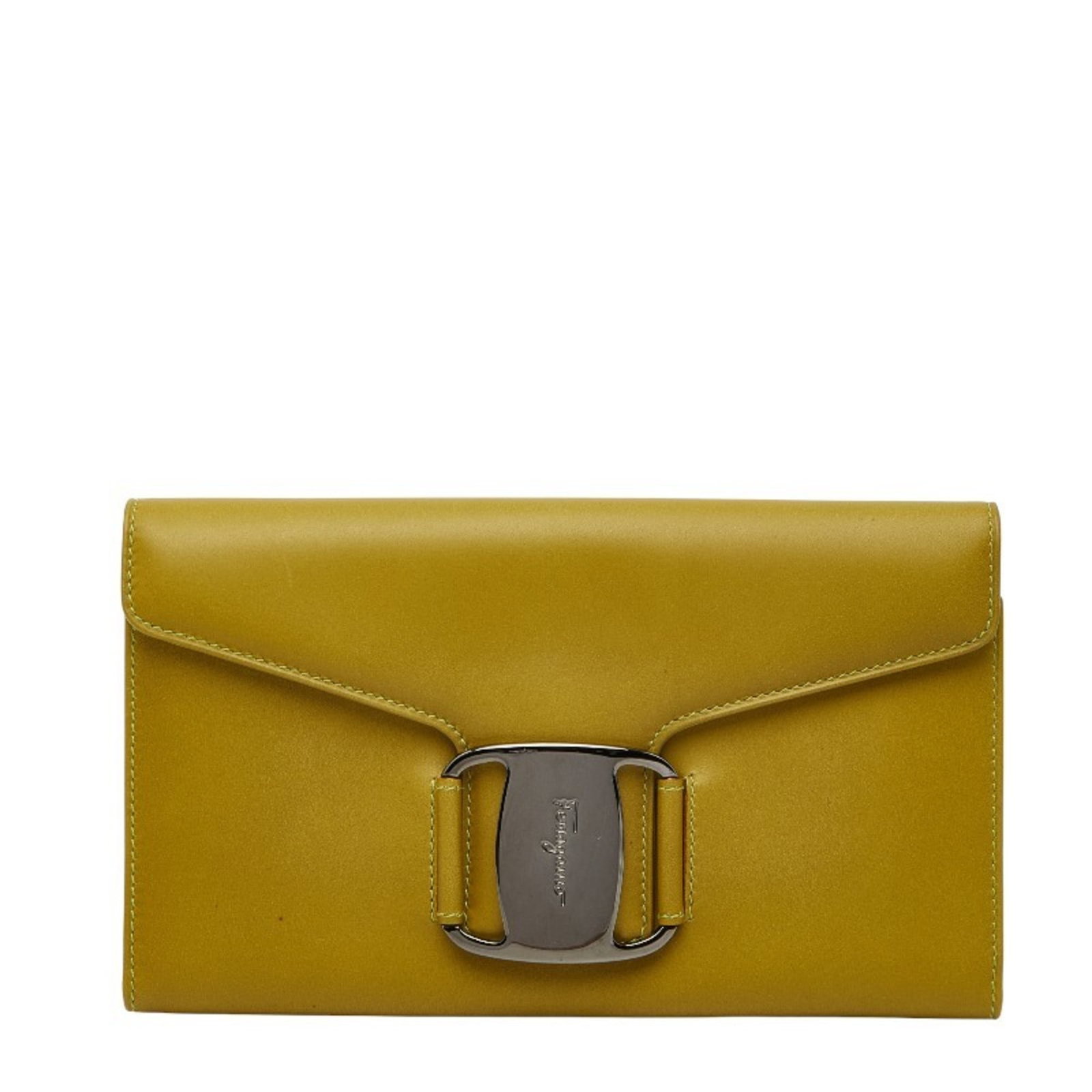 Salvatore Ferragamo Long Wallet (Bi-Fold) Leather: Salvatore Ferragamo Long Wallet (Bi-Fold) Leather The Salvatore Ferragamo Long Wallet (Bi-Fold) Leather is a stylish and functional accessory, featuring a sleek green leather design with a bi-fold