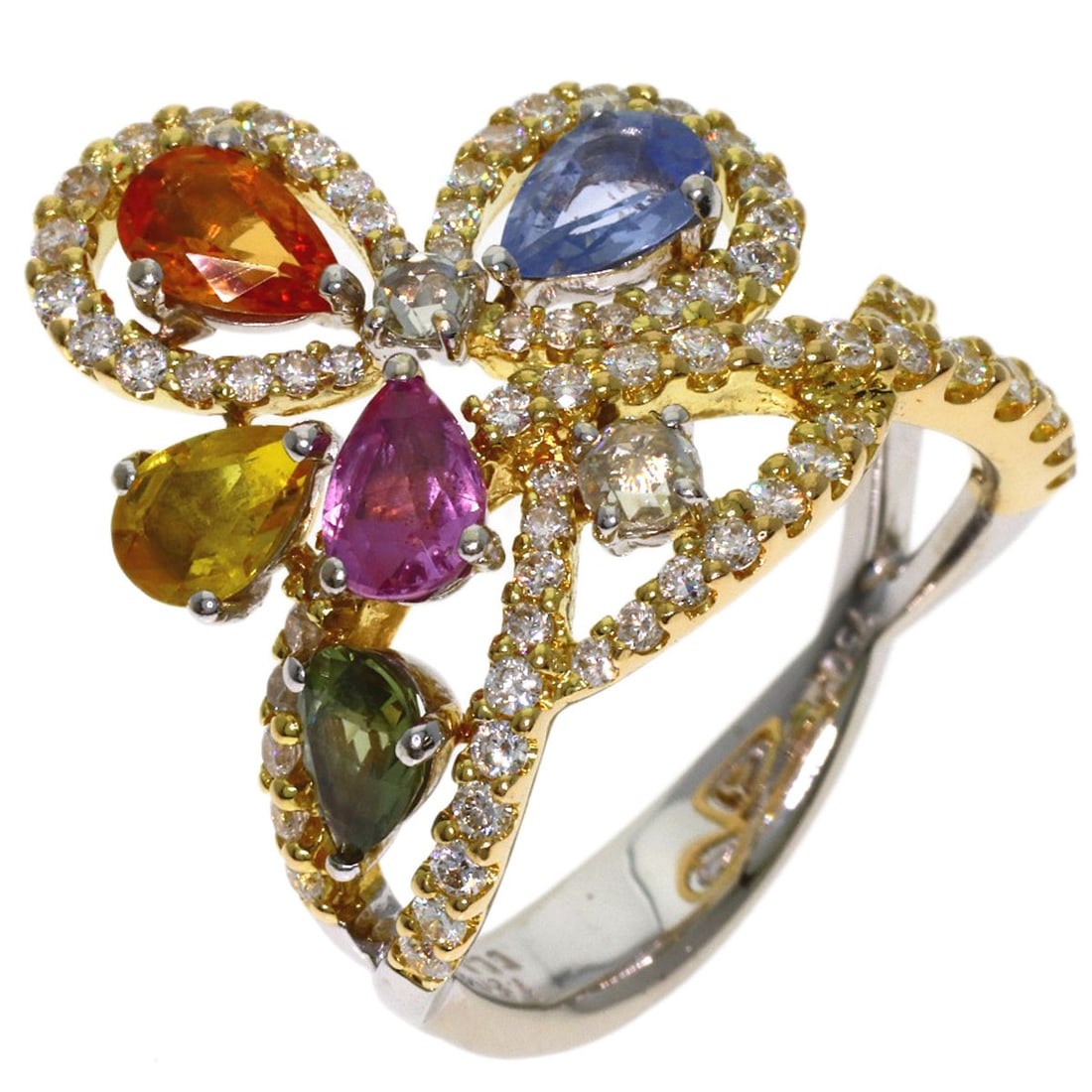 Stone Diamond Multi Colored Queen Ring Gold - 2
