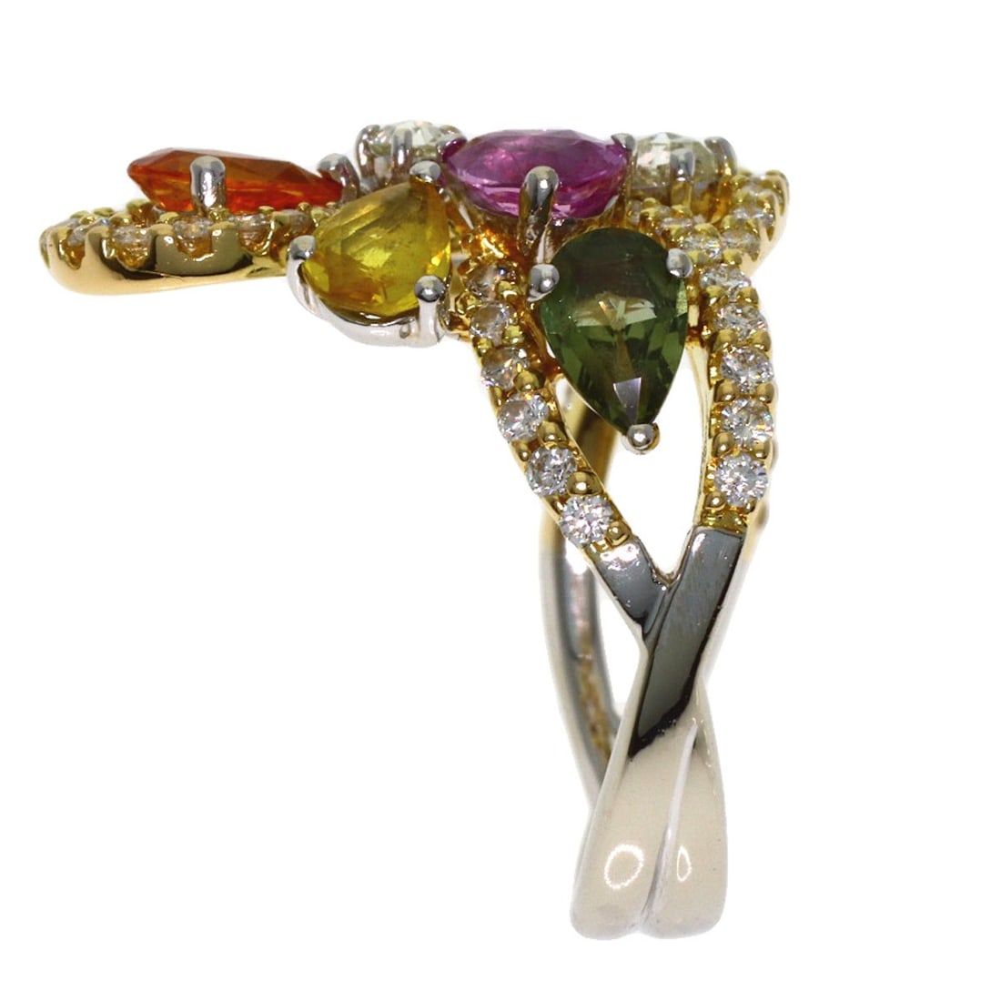 Stone Diamond Multi Colored Queen Ring Gold - 3