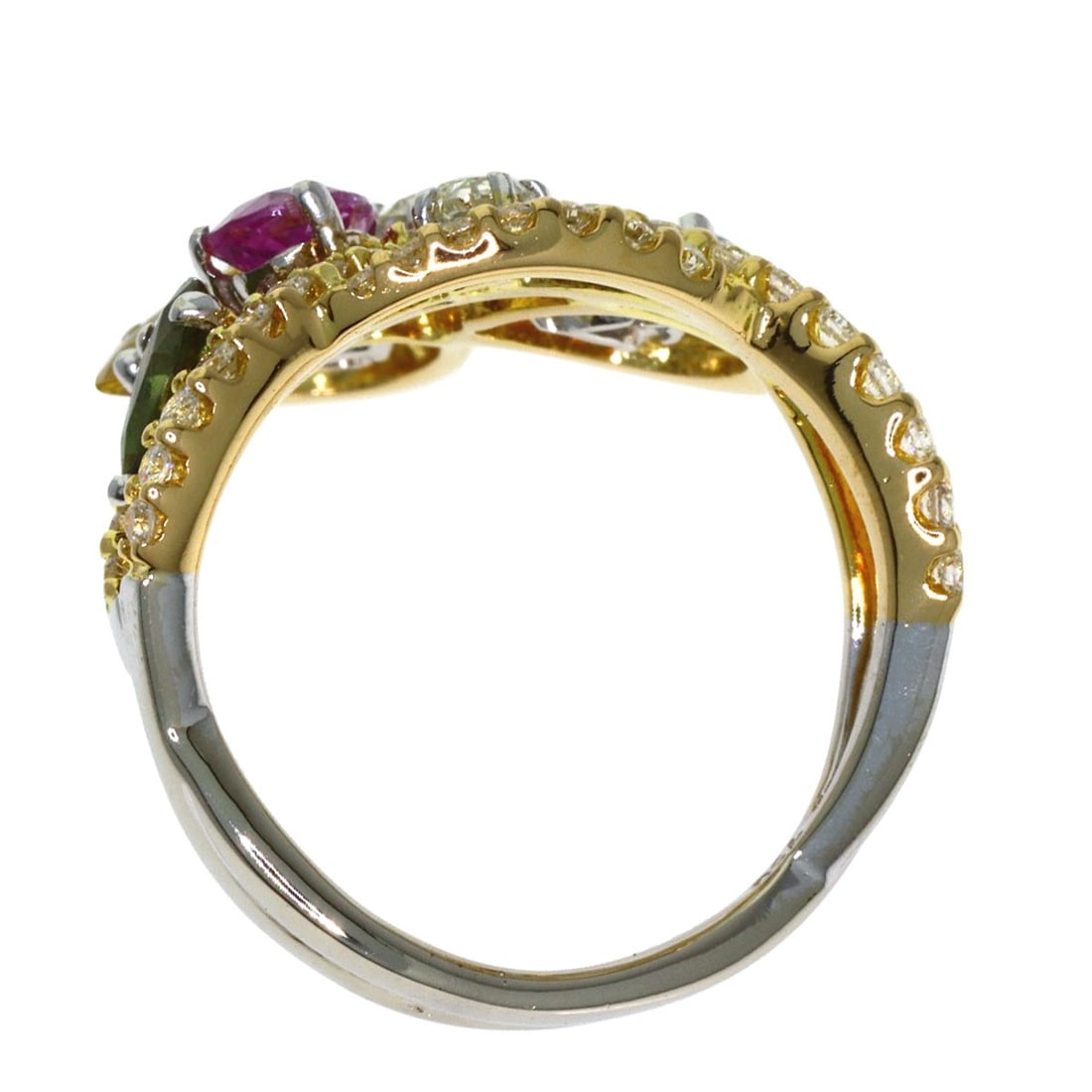 Stone Diamond Multi Colored Queen Ring Gold - 4
