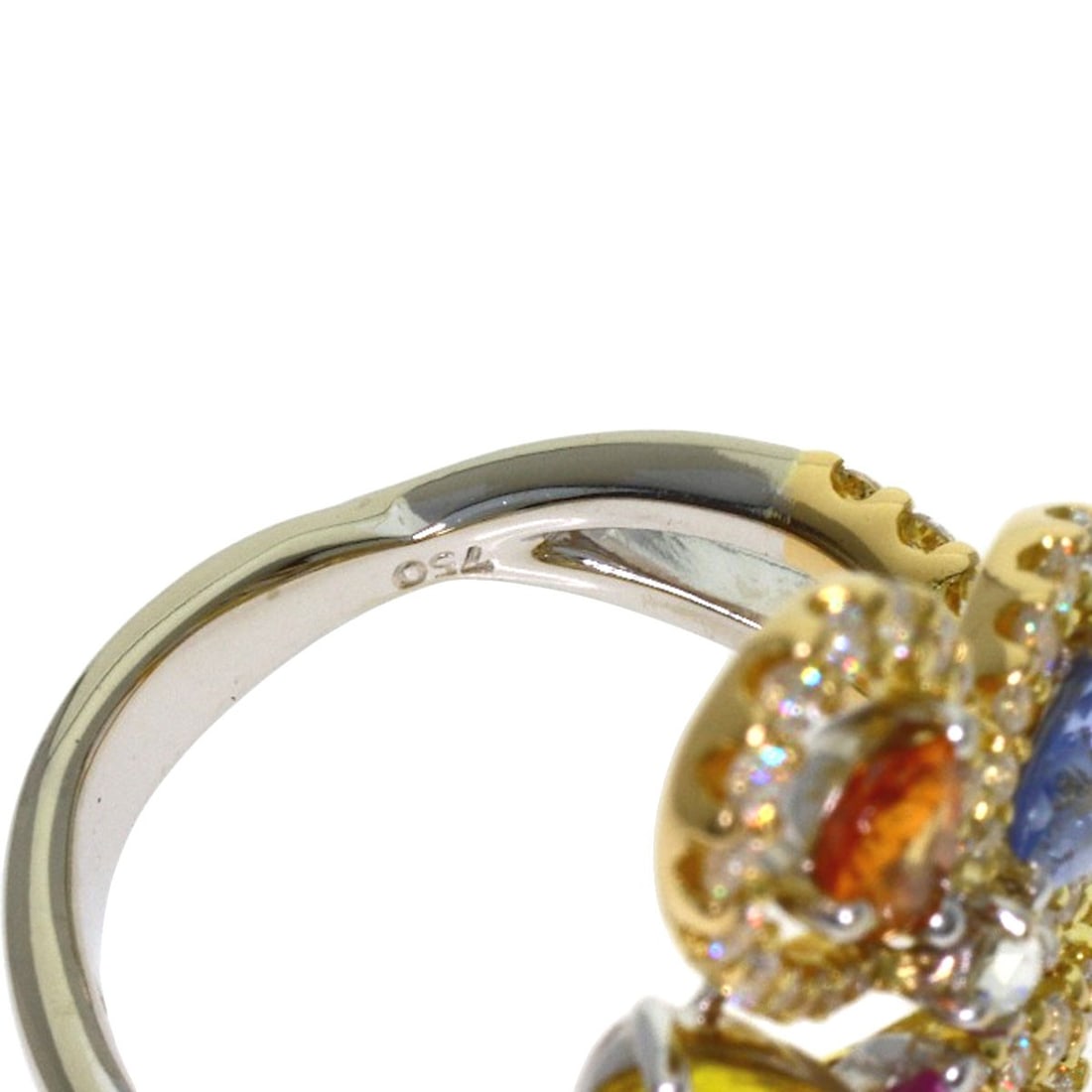 Stone Diamond Multi Colored Queen Ring Gold - 6