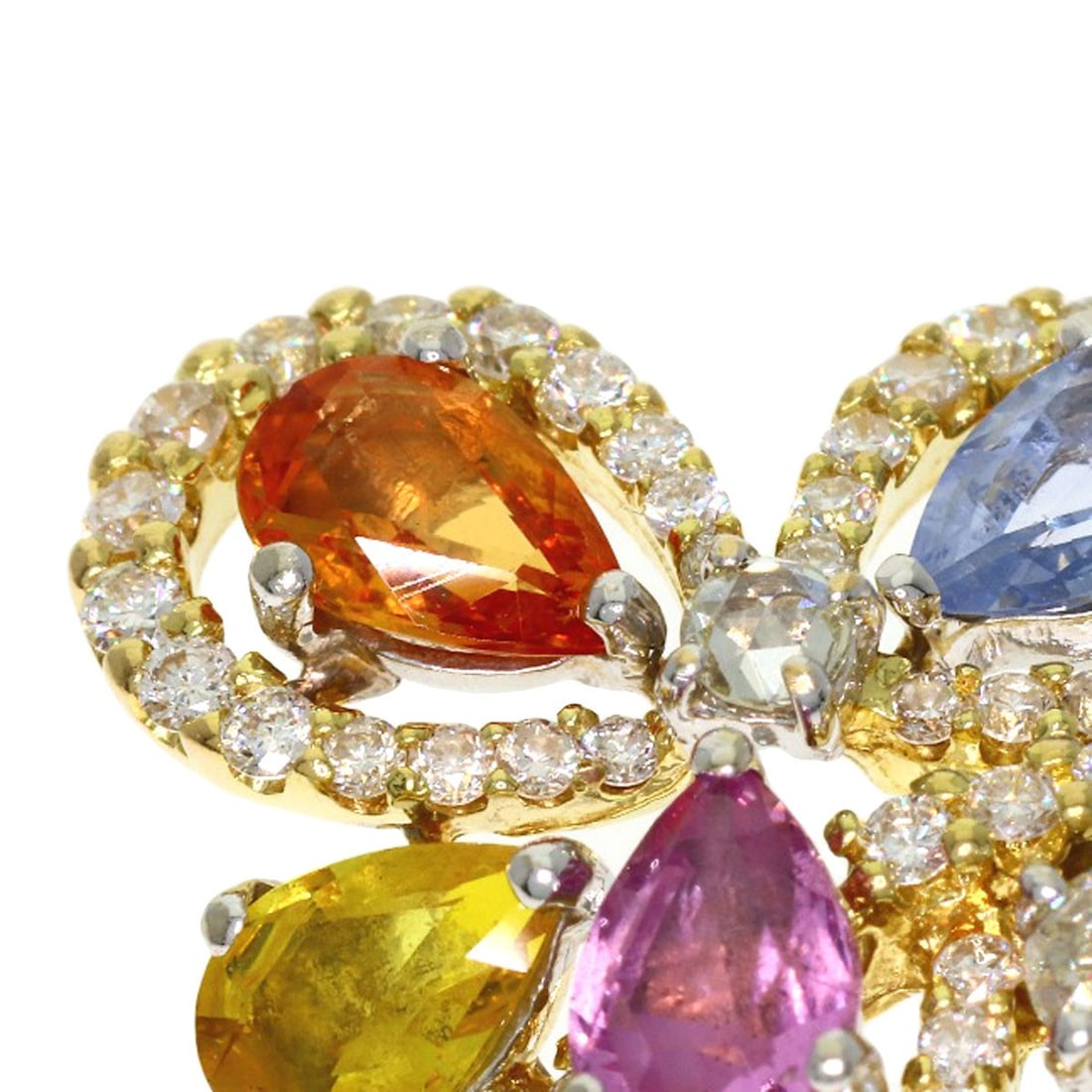 Stone Diamond Multi Colored Queen Ring Gold - 9