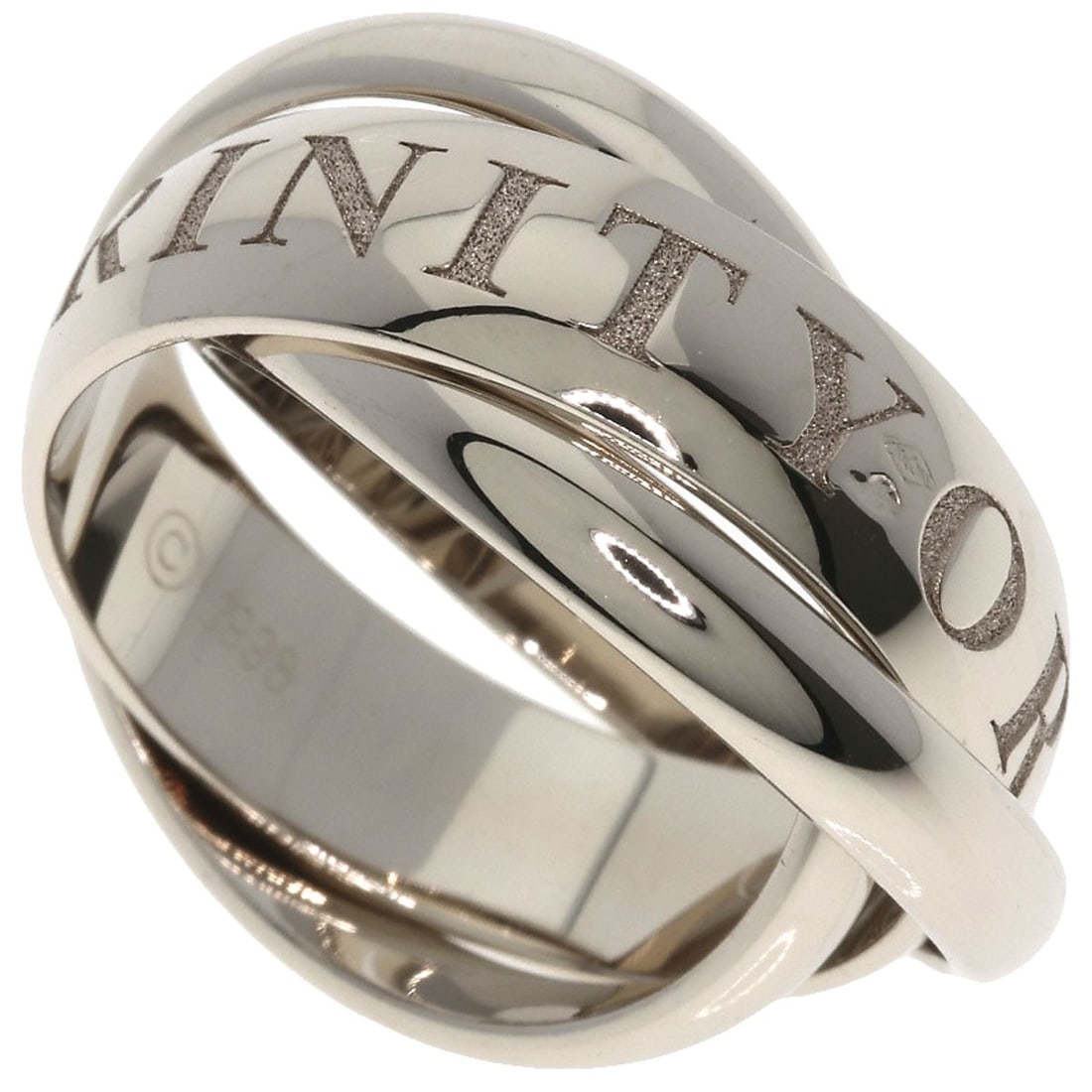 Cartier Trinity #50 1998 Christmas Limited Edition Ring K18 White Gold: Cartier Trinity #50 1998 Christmas Limited Edition Ring K18 White Gold Cartier Trinity #50 1998 Christmas Limited Edition Ring K18 White Gold is a unique piece featuring a silver metal exterior and