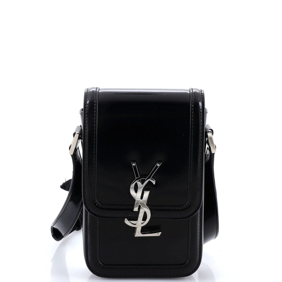 Mini Leather Bag Solferino Saint Laurent: Mini Leather Bag Solferino Saint Laurent Mini Leather Bag Solferino Saint Laurent - A chic and compact cross body bag with a sleek black leather exterior and matching interior, featuring silver