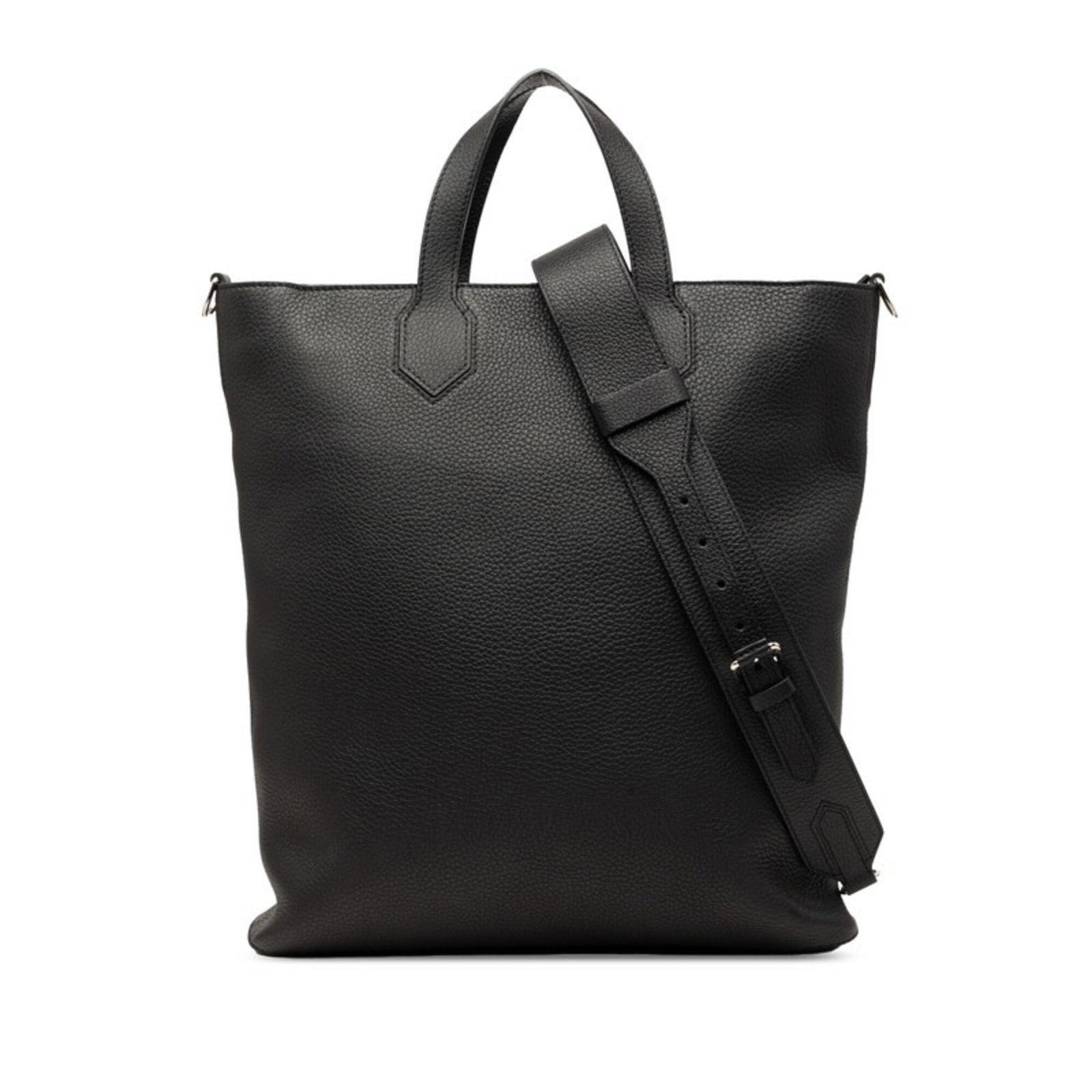 Vuitton Leather Bag Tote Shoulder Louis: Vuitton Leather Bag Tote Shoulder Louis Taurillon leather construction lends a unique texture to this Louis Vuitton shoulder tote, while its sleek black color provides a versatile canvas for everyday