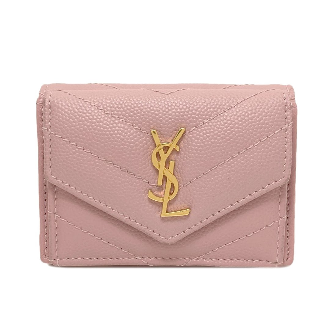 Yves Saint Laurent V-Stitch Compact Wallet Bifold Wallet With Coin Pocket: Yves Saint Laurent V-Stitch Compact Wallet Bifold Wallet With Coin Pocket Pink Yves Saint Laurent V-Stitch Compact Wallet Bifold Wallet With Coin Pocket. This compact bifold wallet features a