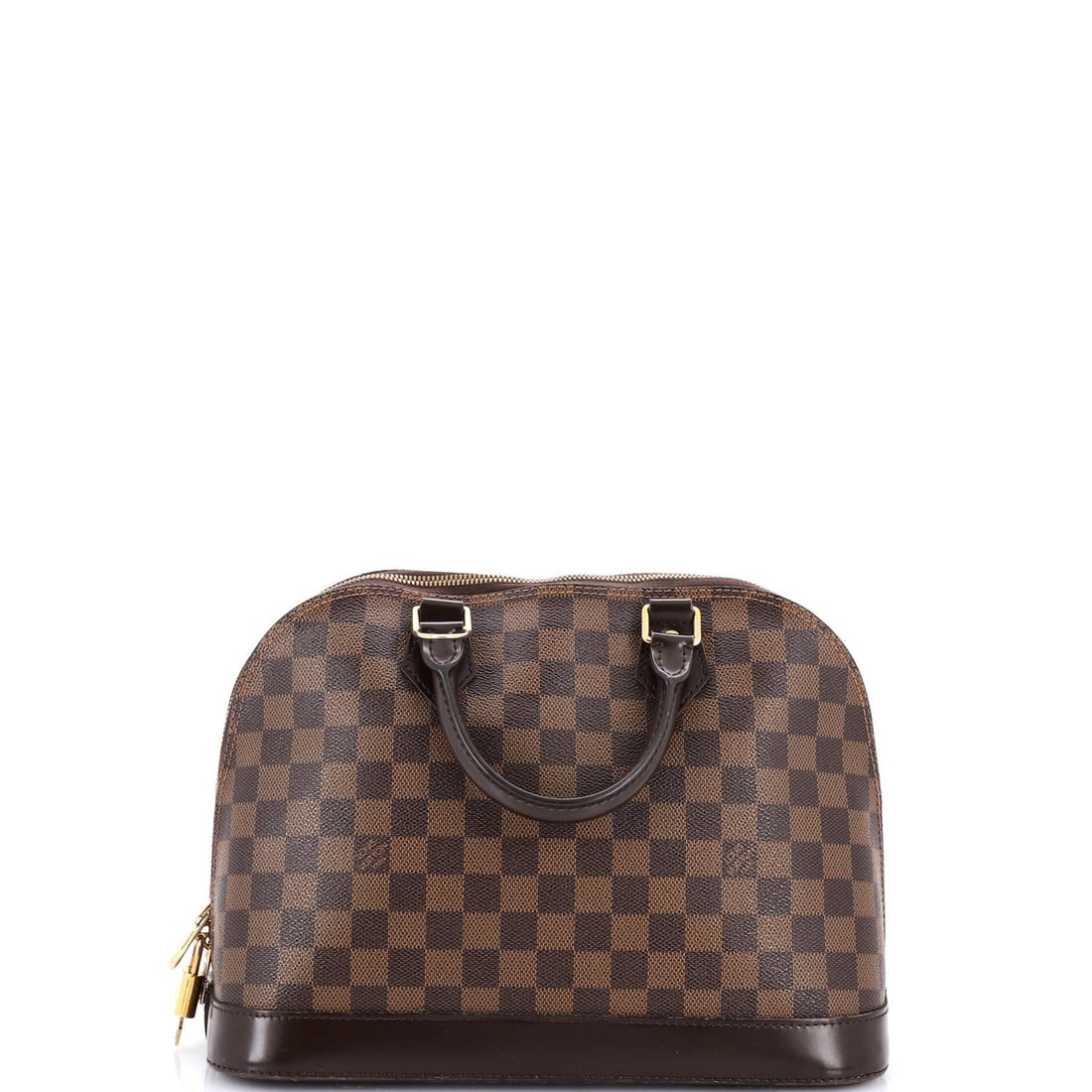 Louis Vuitton Alma Handbag Damier PM: Louis Vuitton Alma Handbag Damier PM Brown Louis Vuitton Alma Handbag Damier PM in Good Condition. This Louis Vuitton Alma handbag features a canvas-coated exterior in brown Damier PM print, with a