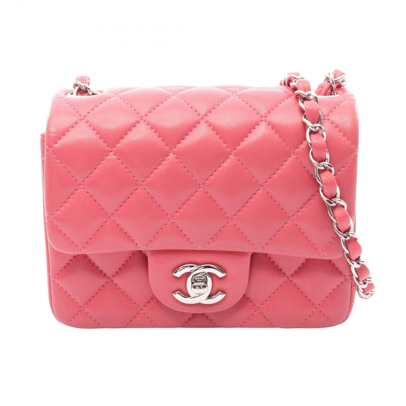 Shoulder Bag Leather Handbag Chanel: Shoulder Bag Leather Handbag Chanel Pink lambskin leather shoulder bag from Chanel, measuring 13cm x 17cm x 8cm. This stylish handbag features a classic design with a timeless look, perfect for everyd
