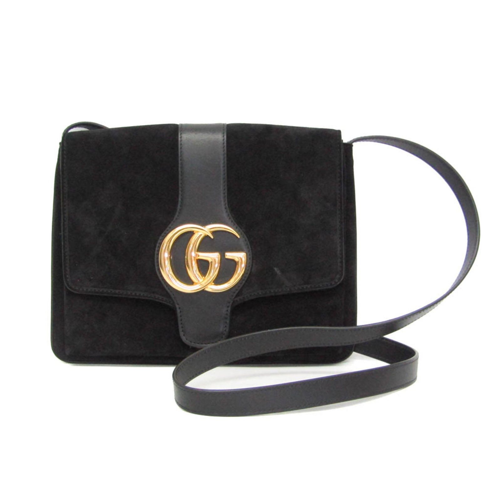 Shoulder Bag Leather Gucci Suede: Shoulder Bag Leather Gucci Suede Black Gucci Suede Shoulder Bag with Magnetic Snap Closure, featuring an open pocket and zipper pocket for added convenience. Made from high-quality leather and suede,