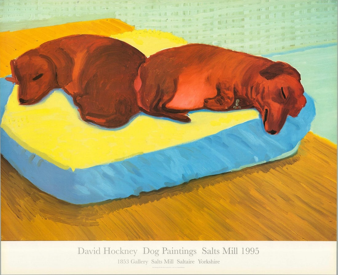 Hockney Dog Painting Pop Art Brown 38 21" x 25.5" Offset Lithograph 1995 (1 of 4)