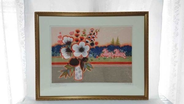 Signed French Modern Frederic Menguy White Flowers on Lithograph Terrace (1 of 10)