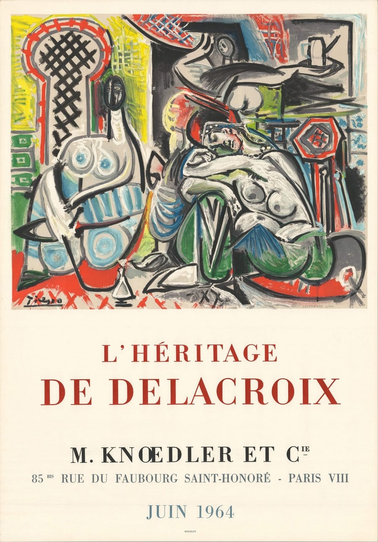 PABLO PICASSO LHeritage de Delacroix 28.5" x 20" Lithograph 1964 Cubism Pablo (1 of 4)