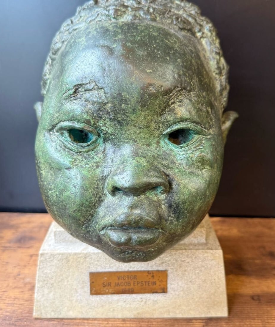 Sir Jacob Epstein Bronze Child Head Sculpture 1949 Modernist Bust (1 of 9)