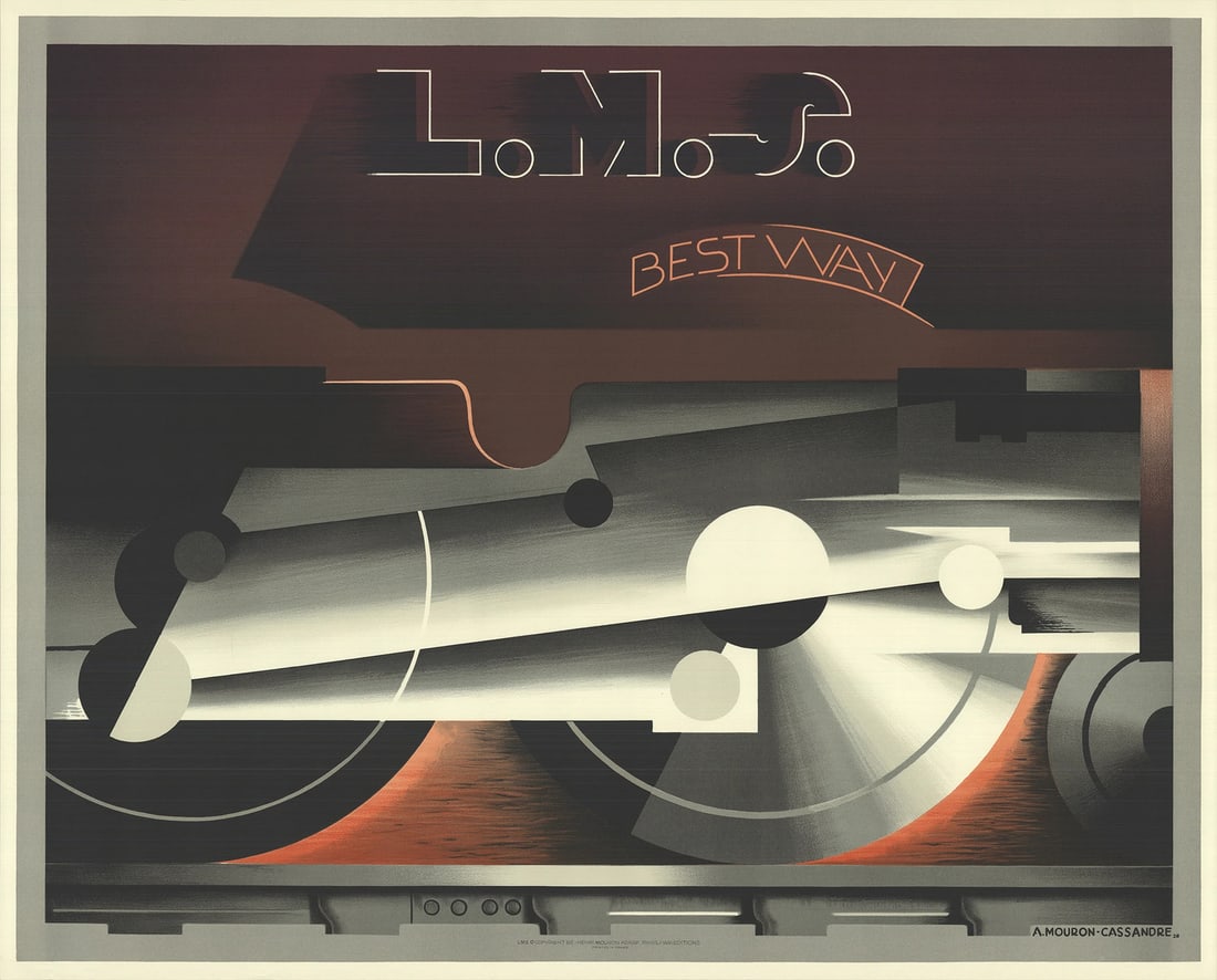 CASSANDRE L.M.S A.M. 1985 Best way 36.25" x 45.25" Vintage Gray Oran Lithograph (1 of 3)