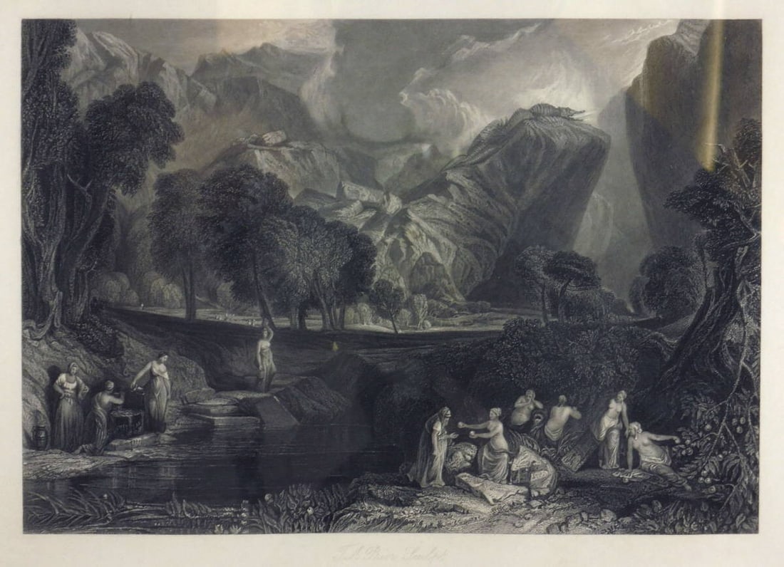 JMW TURNER 1860c Original Etching Landscape Framed (1 of 3)