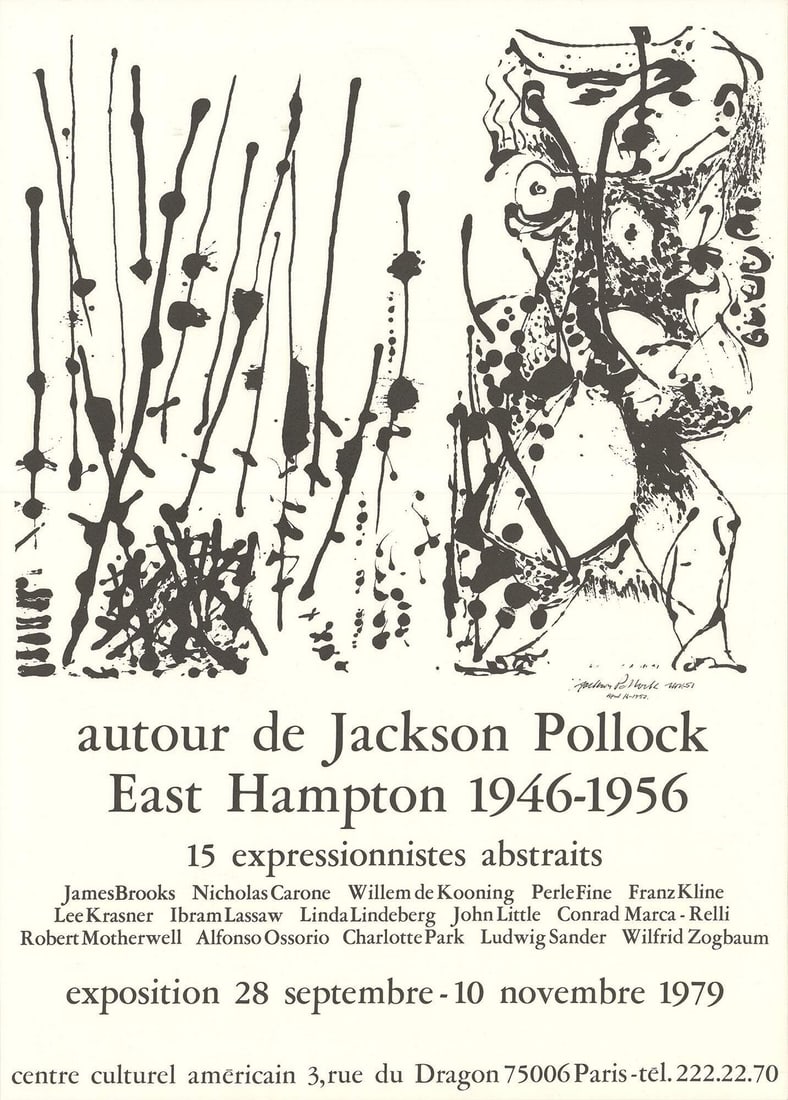 JACKSON POLLOCK East Hampton 1946-1956 22" x 15.75" Lithograph 1979 Abstract (1 of 4)