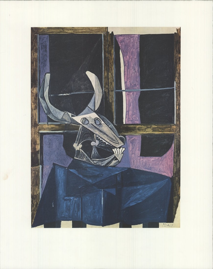 Picasso Still Life with Ox Skull 19.75" 15.75" Offset Lithograph 1990 Cu: Picasso Still Life with Ox Skull 19.75" 15.75" Offset Lithograph 1990 Cu Item Specifics: Artist: Pablo Picasso Brand: Picasso Pablo Exact Year: 1990 Height: 19.75 Item Height: 19.75 Subject: Abstract 