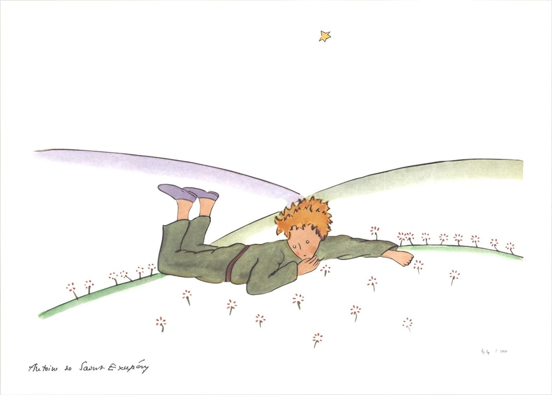 ANTOINE DE SAINT EXUPERY The Little Prince Dreaming 19.75" x 27" Lithograph 2015 (1 of 1)