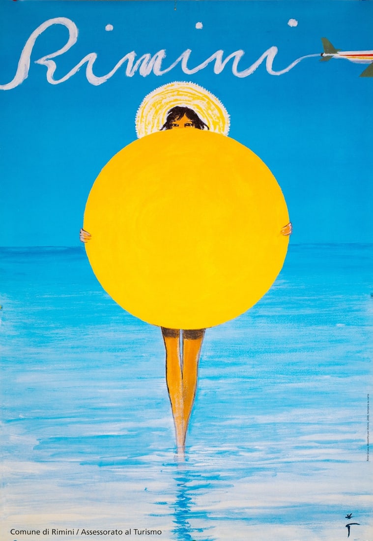 Ren Gruau Rimini Sun Girl, 2000 Italian Adriatic Beach Travel Poster: Ren Gruau Rimini Sun Girl, 2000 Italian Adriatic Beach Travel Poster Item Specifics: Artist: RENE GRUAU Unit Of Sale: Single Piece Size: Medium Color: Blue Date Of Creation: 2000 Title: Rimini Sun gir