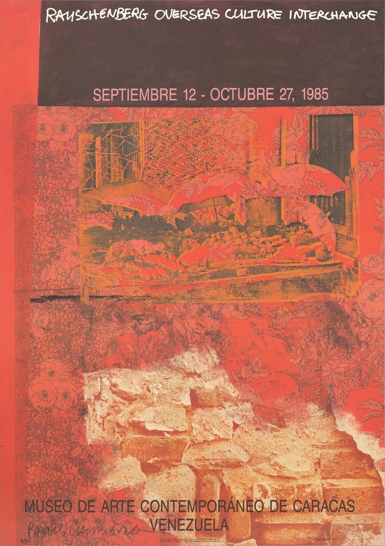 RAUSCHENBERG ROCI VENezuela 1985 SIGNED 34.5" x 24" LITHOGRAPH OFFSET (1 of 9)