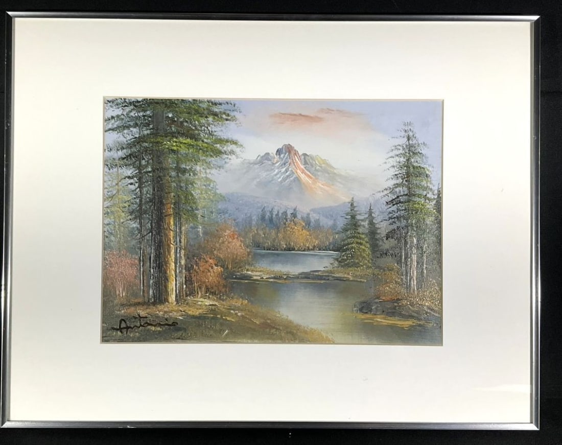 Antonio Tano Signed Framed Oil Painting Mountain Lake Vintage Art (1 of 10)