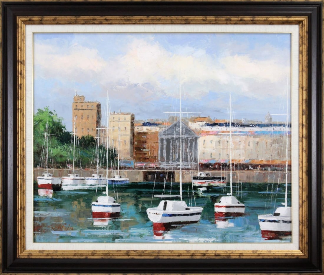 Framed Oil Painting Signed Canvas F15 Marina Harbor French: Framed Oil Painting Signed Canvas F15 Marina Harbor French Item Specifics: Unit Of Sale: Single Piece Artist: Ralf Schfrin Signed By: Ralf Schfrin Size: Large Signed: Yes Material: Canvas Framing: Fra