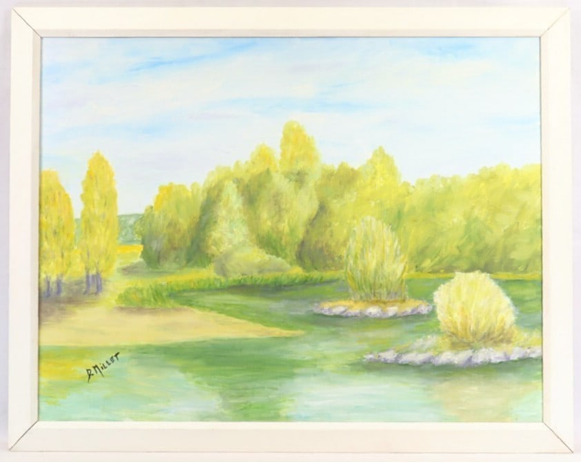 Danielle Millet Difraya Oil Painting "Coin de Paix" P15 Signed Landscape Framed (1 of 10)