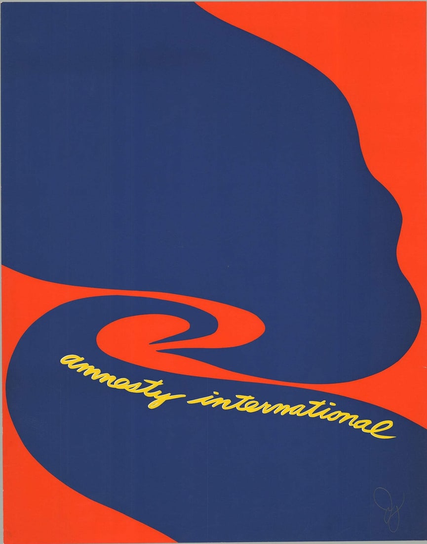 Youngerman Signed Amnesty International Serigraph 32" x 25.5" 1977 Pop Art (1 of 5)