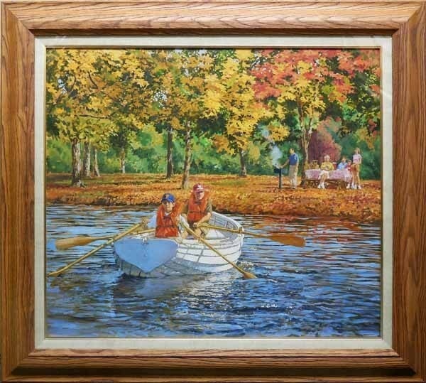 Dahl Taylor Original Oil Painting Autumn Boat Ride Large Signed American Art: Dahl Taylor Original Oil Painting Autumn Boat Ride Large Signed American Art Item Specifics: Artist: Dahl Taylor Unit Of Sale: Single Piece Signed By: Dahl Taylor Signed: Yes Size: Large Material: Can