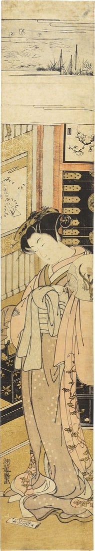 Hashira beauty pillar koryusai edo period Japanese woodblock print: Hashira beauty pillar koryusai edo period Japanese woodblock print Item Specifics: Artist: Koryusai Subject: Beauty (Bijin-ga) Material: Paper Style: Japanese Size: 68.5 x 11.5 cm Year Of Production: 