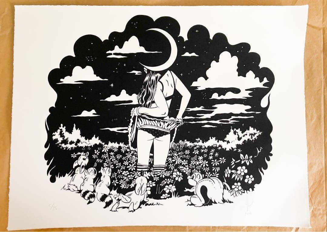 Original Silkscreen Print Castillo Signed "Luna" 2014 Limited Edition (1 of 2)