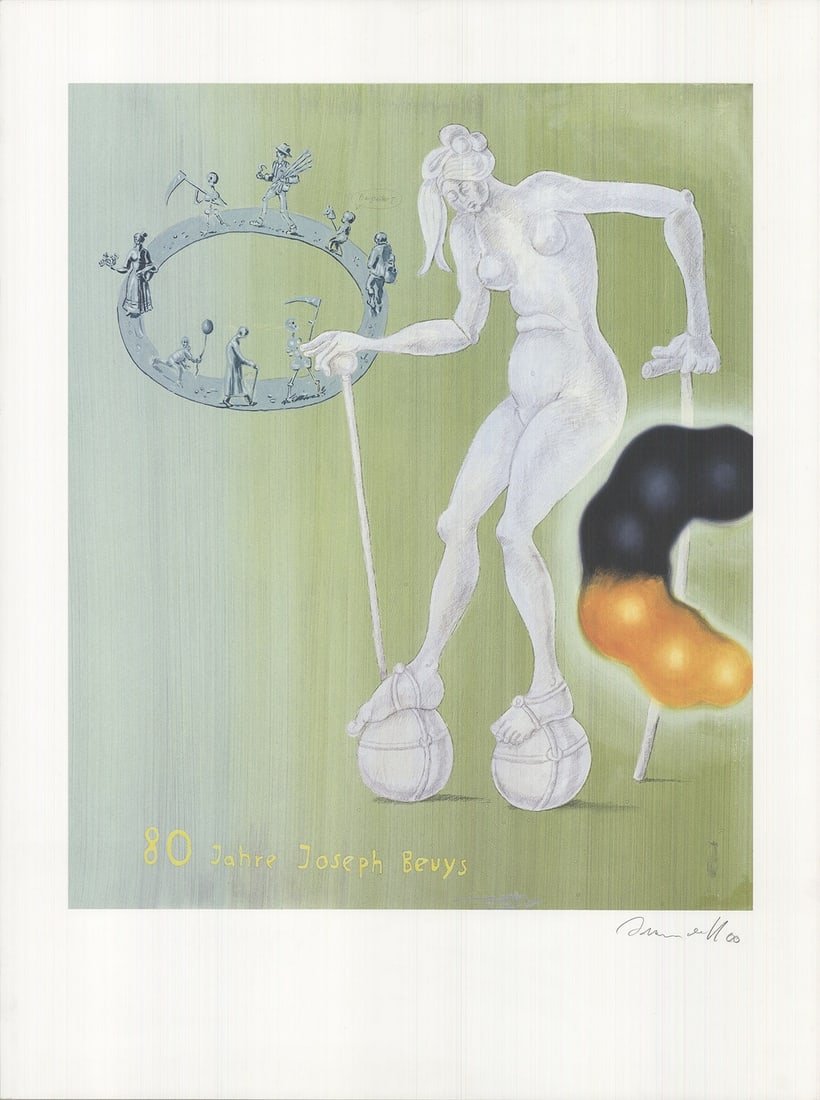 JORG IMMENDORF 80 Jahre Joseph Bueys SIGNED 31.5" x 23.75" Offset Lithograph 200 (1 of 4)