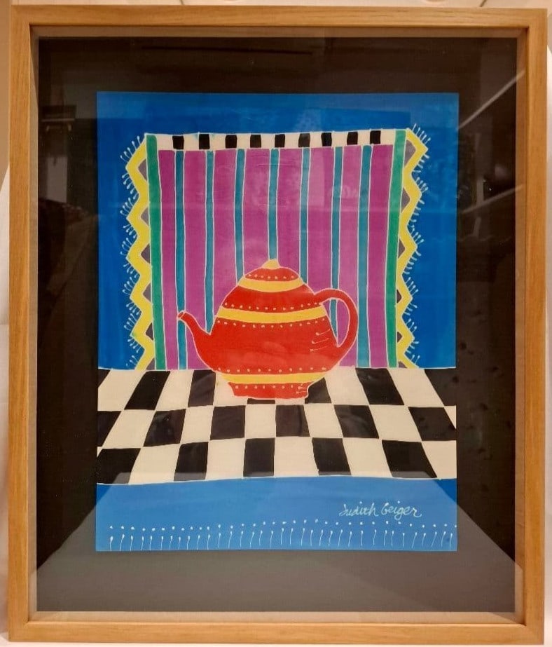 Judith Geiger Signed Framed Silkscreen Teapot Art Textile (1 of 8)
