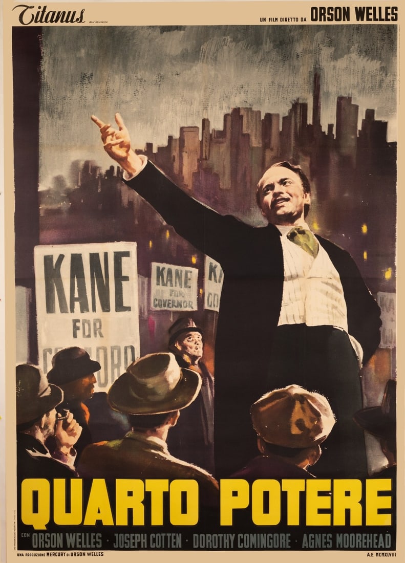 Citizen Kane Orson Welles (Quarto Potere) 1960 Rare Important Movie Poster (1 of 3)