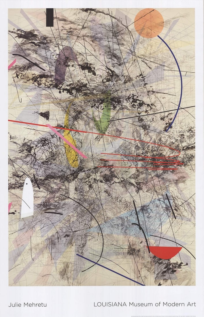 JULIE MEHRETU Easy Dark 55" x 35.25" Offset Lithograph 2017 African American (1 of 4)