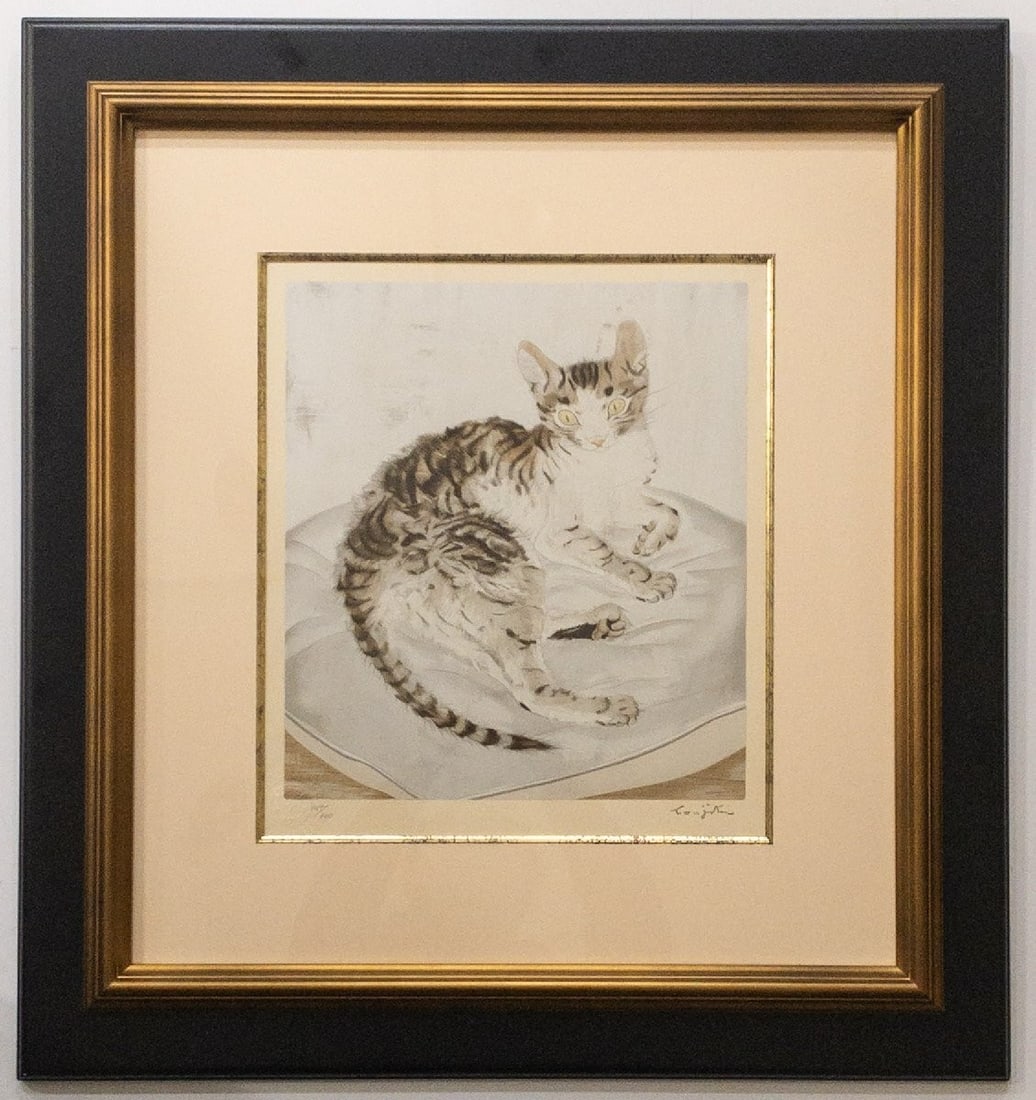 Leonard Foujita Cat Lithograph 2015 After 1940 Ltd 300 Framed COA (1 of 10)