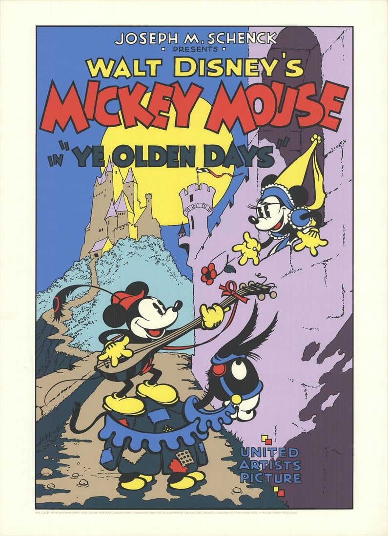 WALT DISNEY Mickey Mouse- Ye Olden Days 31" x 22.5" Serigraph 1990 Contemporary (1 of 1)