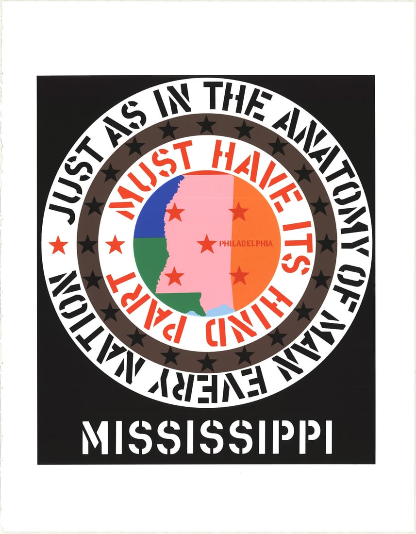 Pop Art Serigraph Mississippi 1997 Multicolor Protest Robert Indiana 22" x 17: Pop Art Serigraph Mississippi 1997 Multicolor Protest Robert Indiana 22" x 17 Item Specifics: Country/Region Of Origin: USA Exact Year: 1997 Height: 22 Item Height: 22 Item Width: 17 Subject: Typograp