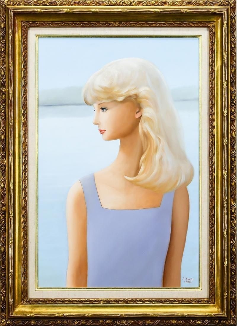 Polish Portrait Oil Original Girl Framed 1982 Signed Duda Bozena Lake: Polish Portrait Oil Original Girl Framed 1982 Signed Duda Bozena Lake Item Specifics: Unit Of Sale: Single Piece Artist: Bozena Duda Signed By: Bozena Duda Size: Large Signed: Yes Material: Canvas Fra